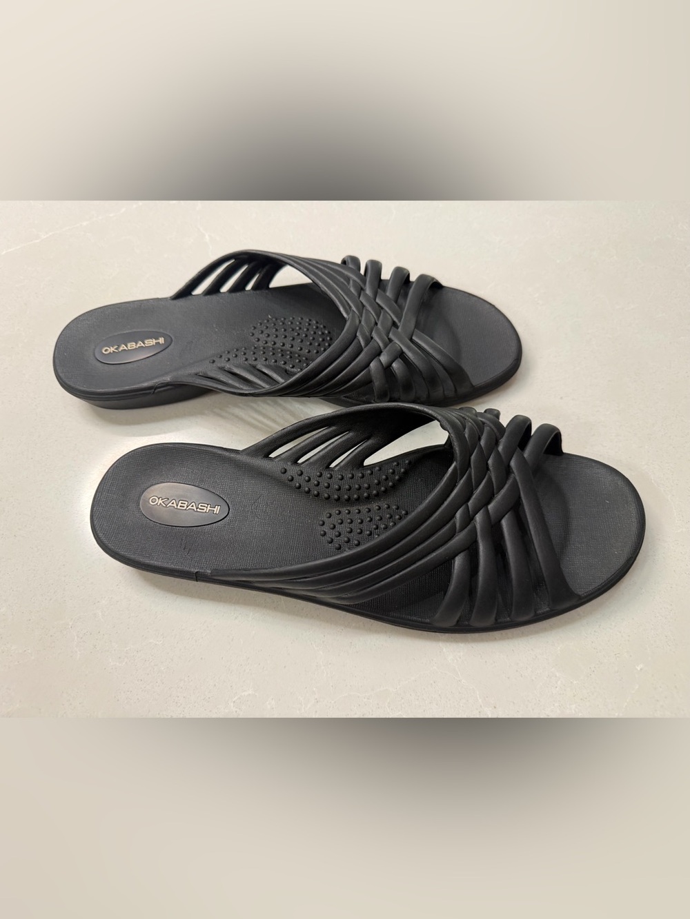 OKABASHI Venice Women’s Black Slide Sandals Orthopedic Comfort Size M/L 8-9